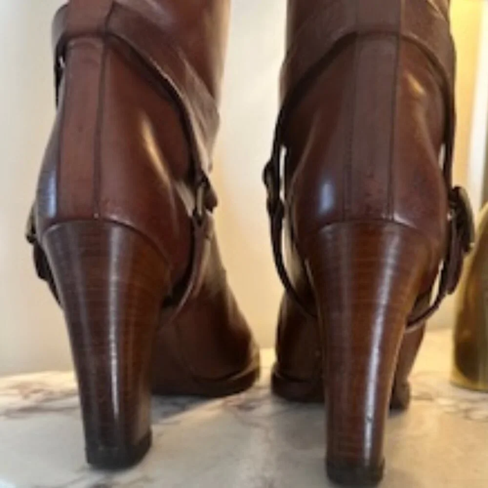 VINTAGE RARE MIU MIU Harness Italian Leather Heeled Luxury Boots - Size 8/8.5 N - Picture 11 of 16